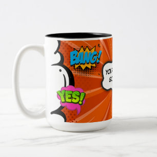 Comic Book Art Pop Add Text Custom Two-Tone Coffee Mug