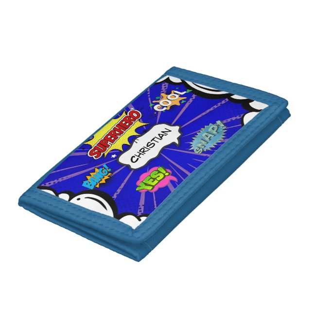 Comic Book Art Pop Custom Blue Trifold Wallet (Bottom)