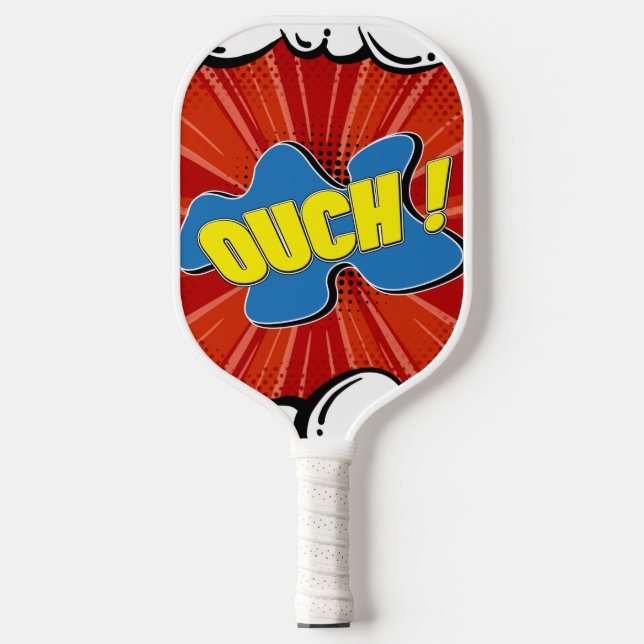 Comic Book Art Pop Ouch Funny Pickleball Paddle (Front)