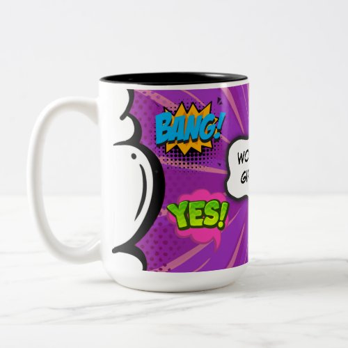 Comic Book Art Pop World Best Girlfriend Custom Two_Tone Coffee Mug