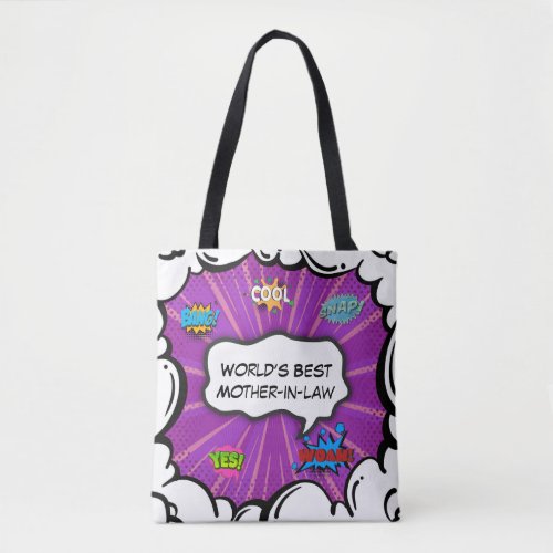 Comic Book Art Pop Worlds Best Mother in Law  Tote Bag