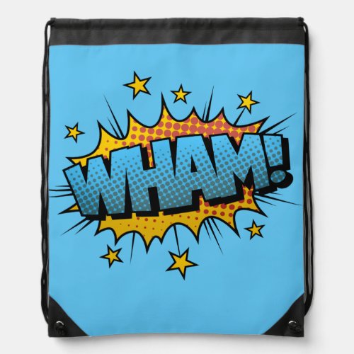 Comic Book Art Wham Bubble Blue Drawstring Bag