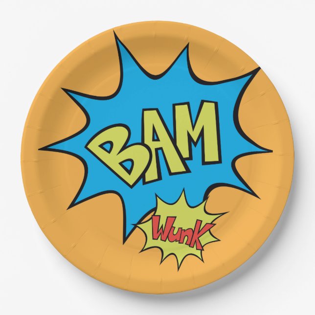 Comic Book "Bam" Balloon Speech Bubble Paper Plates (Front)