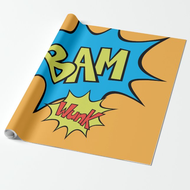 Comic Book "Bam" Balloon Wrapping Paper (Unrolled)