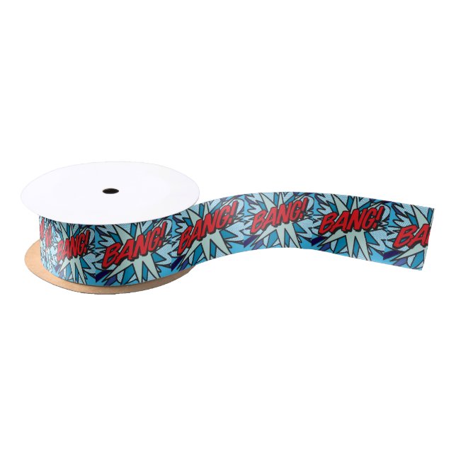 Comic Book BANG Funny Modern Satin Ribbon (Spool)