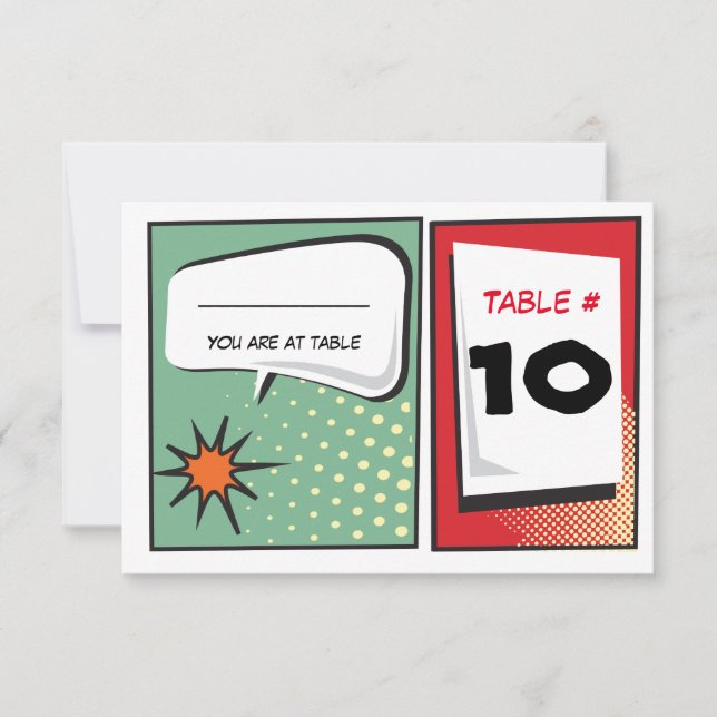 COMIC BOOK Bar Mitzvah Reception Party Card (Front)