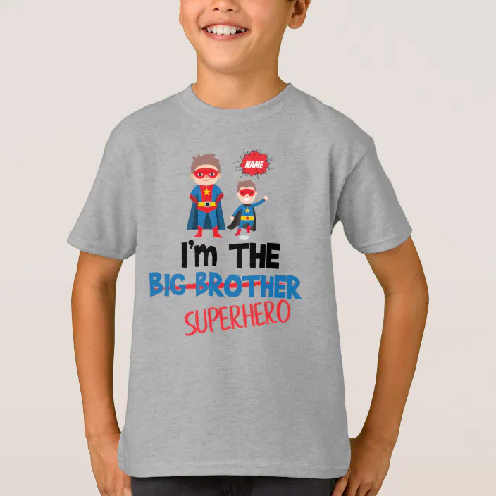 Personalised Superhero Sidekick Big Brother Kids T Shirt Boys T-Shirt Style 5 
