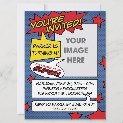 Comic Book Birthday Invitation