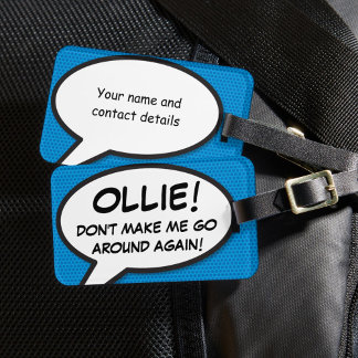 Comic Book Blue Personalized Funny Quote Luggage Tag