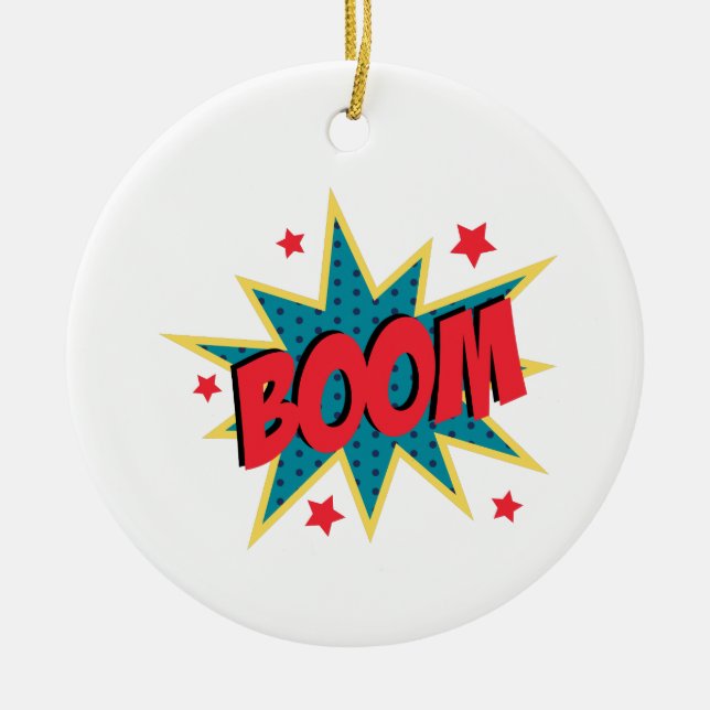 Comic Book Boom Ceramic Ornament (Front)