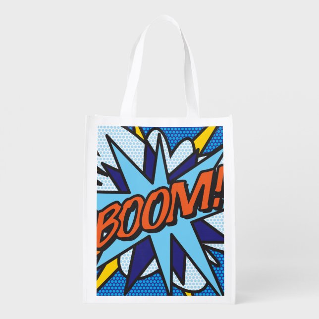 Comic Book BOOM! Grocery Bag (Back)
