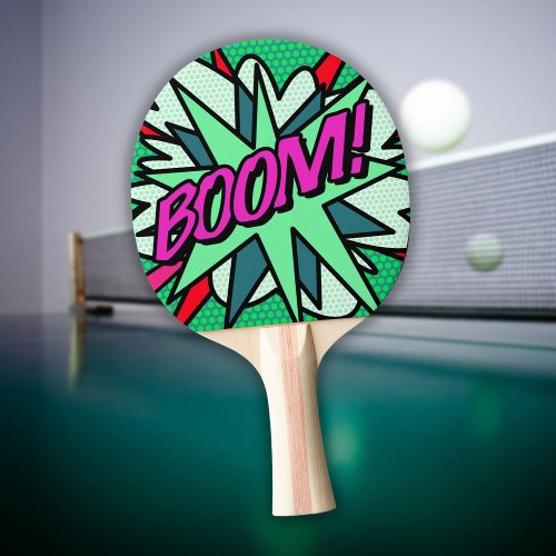 Comic Book BOOM Modern Fun Cool Ping Pong Paddle