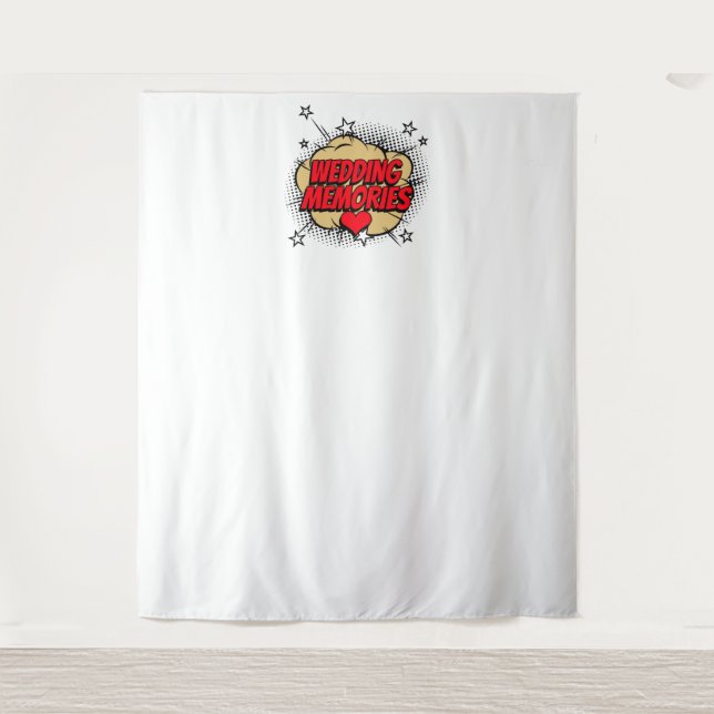 Comic Book Bubble Wedding Memories Photo Backdrop (Front)