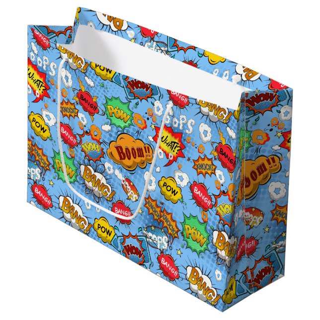 Comic Book Bubbles Gift Bag Large (Front Angled)