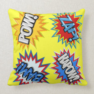 Comic Book Bursts Pow 3D MODIFY COLOR Throw Pillow