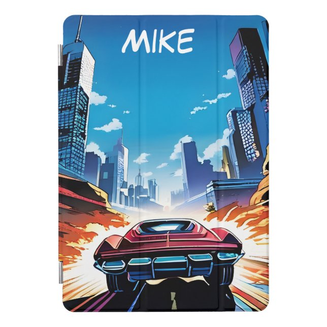 Comic Book Car Going Fast iPad Pro Cover (Front)