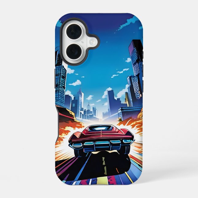 Comic Book Car Going Fast Iphone Case (Back)