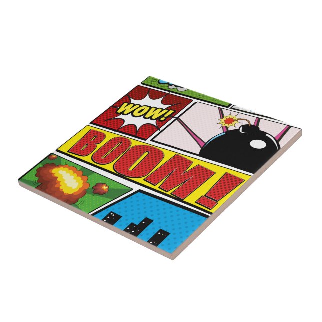 Comic Book cartoon fonts! Ceramic Tile (Side)