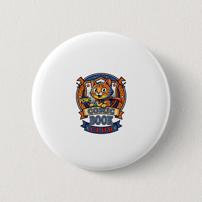 Comic Book Cat Cat Mom Gift Idea - Comic Book Cat  Button (Front)