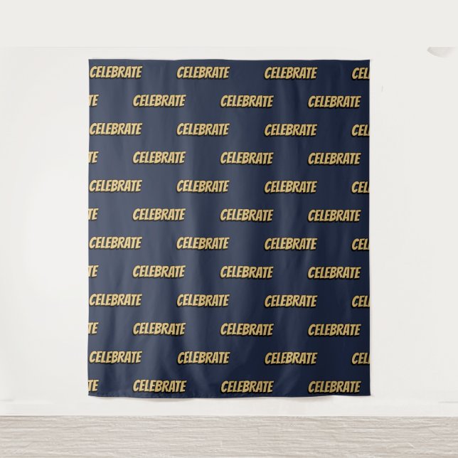 Comic Book Celebrate Pattern Navy Photo Backdrop (Front)