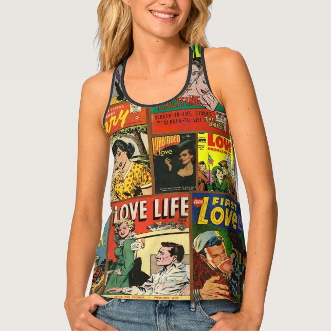 Comic Book 💥 Classic Love Collage  Tank Top (Front)