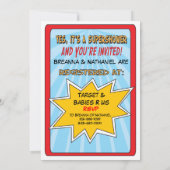 Comic Book Couples Baby Shower Invitations (Back)