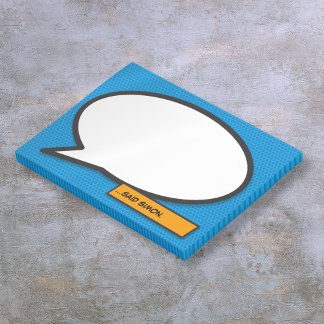 Comic Book Custom Name Speech Bubble Blue Post-it Notes