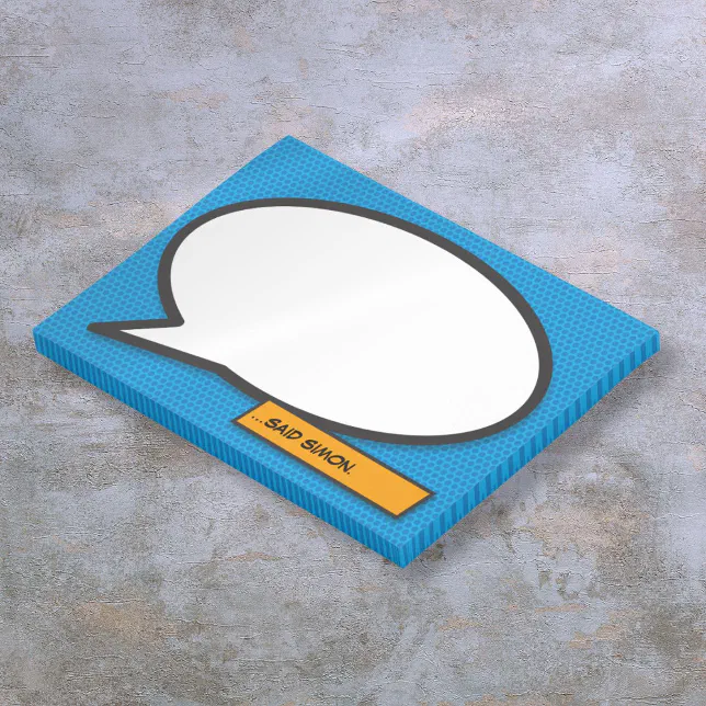 Comic Book Custom Name Speech Bubble Blue Post-it Notes | Zazzle