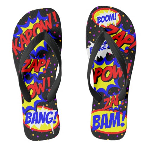 Comic Book Custom Speech Bubbles Colorful Dots Flip Flops