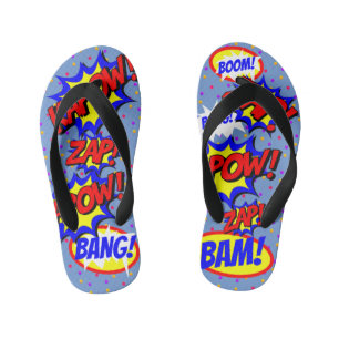 Comic Book Custom Speech Bubbles Colorful Dots Kid's Flip Flops