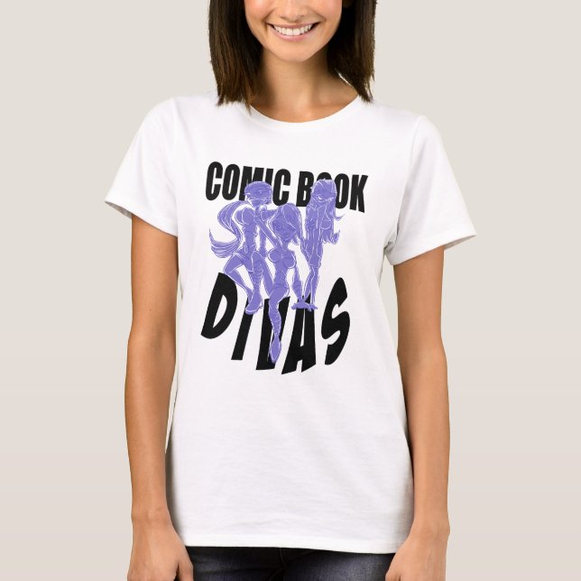 Comic Book Divas Logo Baby Doll  Blue Large T-Shirt (Front)