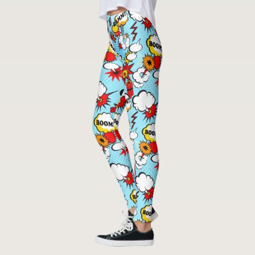 Comic Book Exclamations firecrackers Poofs Leggings