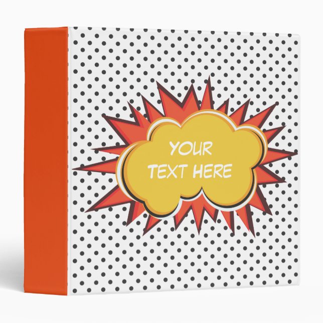 Comic Book Explosion Custom Text Bubble 3 Ring Binder (Front/Spine)