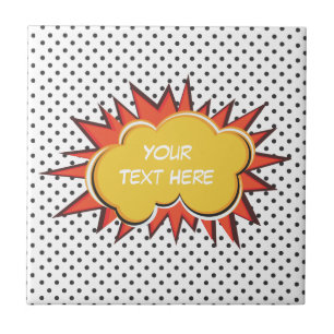 Comic Book Explosion Custom Text Bubble Ceramic Tile