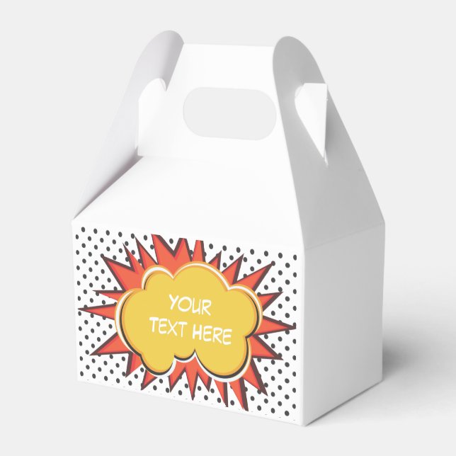 Comic Book Explosion Custom Text Bubble Favor Boxes (Front Side)