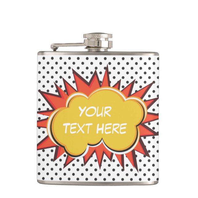 Comic Book Explosion Custom Text Bubble Flask (Front)