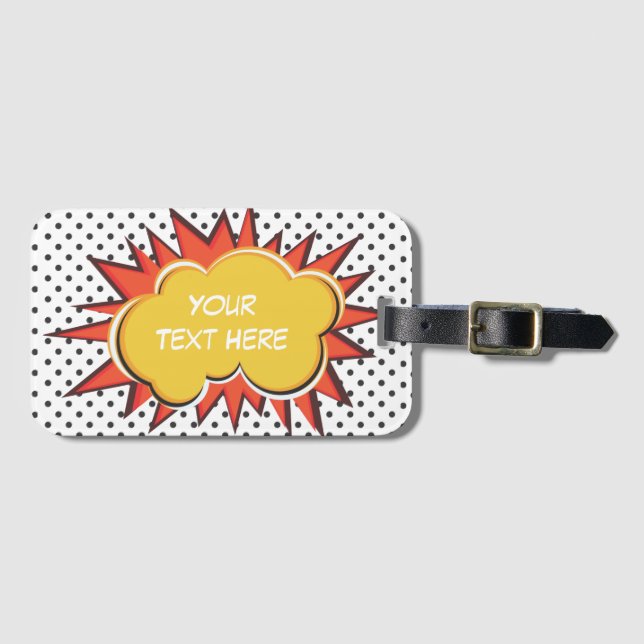 Comic Book Explosion Custom Text Bubble Luggage Tag (Front Horizontal)
