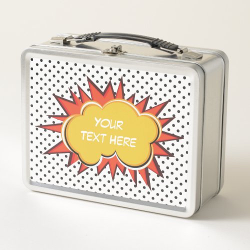 Comic Book Explosion Custom Text Bubble Metal Lunch Box