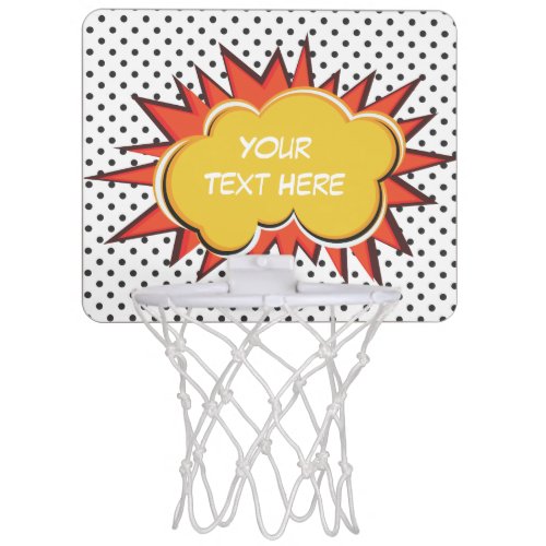 Comic Book Explosion Custom Text Bubble Mini Basketball Hoop