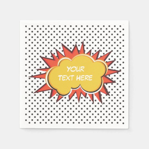 Comic Book Explosion Custom Text Bubble Napkins