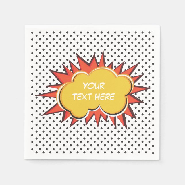 Comic Book Explosion Custom Text Bubble Napkins (Front)