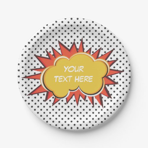 Comic Book Explosion Custom Text Bubble Paper Plates