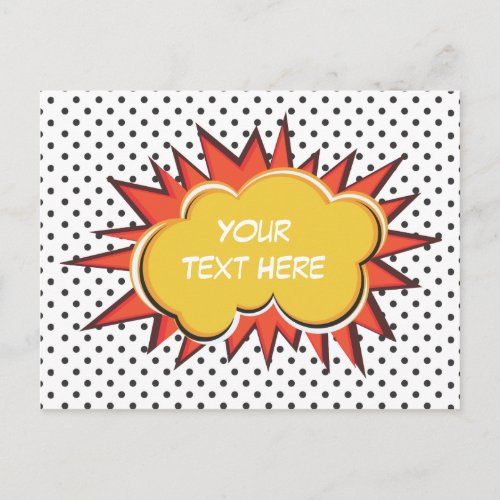 Comic Book Explosion Custom Text Bubble Postcard