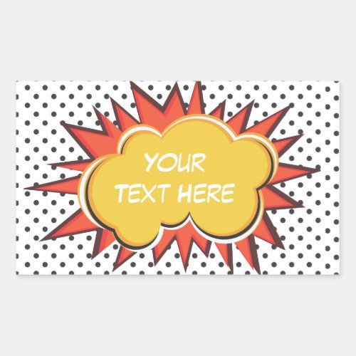 Comic Book Explosion Custom Text Bubble Rectangular Sticker