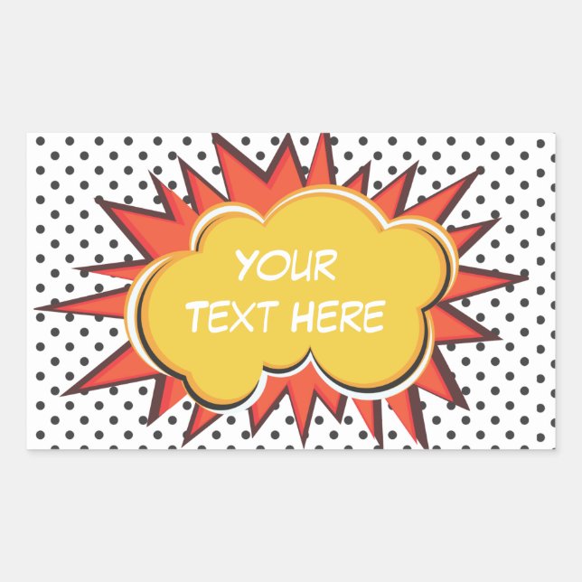 Comic Book Explosion Custom Text Bubble Rectangular Sticker (Front)