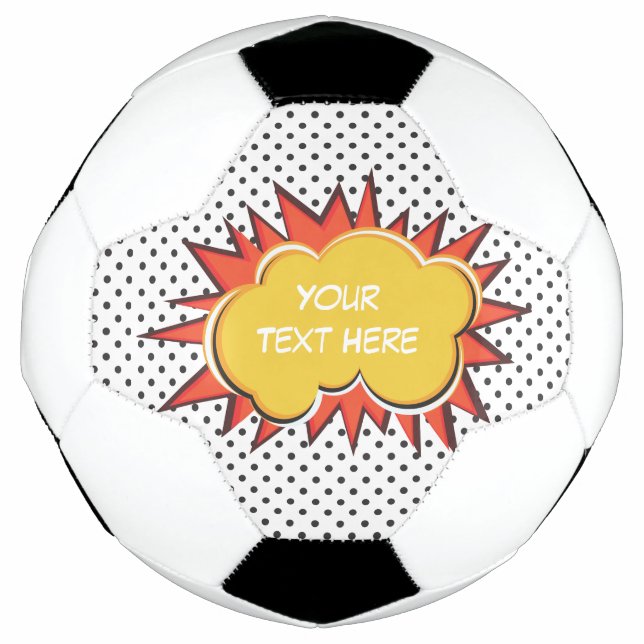 Comic Book Explosion Custom Text Bubble Soccer Ball (Front)