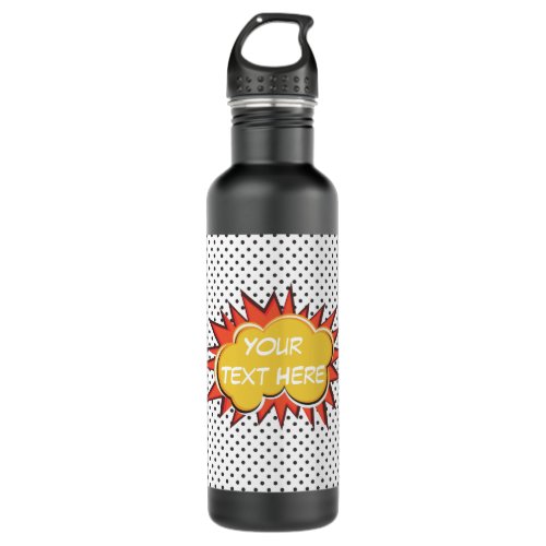 Comic Book Explosion Custom Text Bubble Stainless Steel Water Bottle