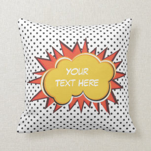 Comic Book Explosion Custom Text Bubble Throw Pillow