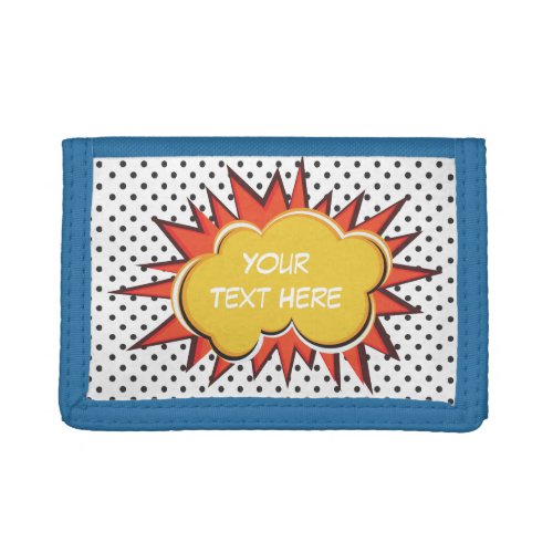 Comic Book Explosion Custom Text Bubble Trifold Wallet