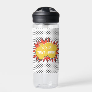 Comic Book Explosion Custom Text Bubble Water Bottle